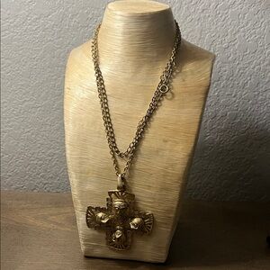 Gold Tone Cross Pendant Necklace
